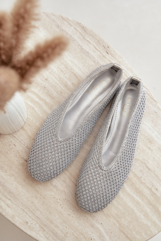 Bailarinas con patrones y malla en color plata Calmore