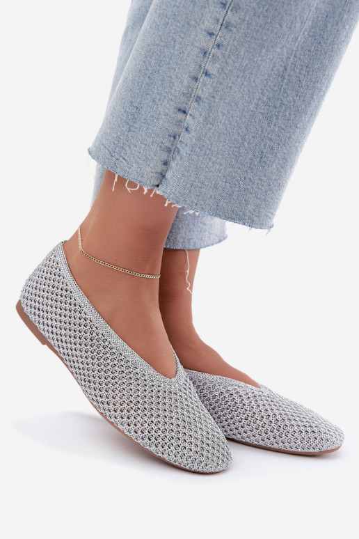 Bailarinas con patrones y malla en color plata Calmore