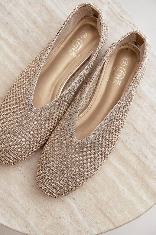 Bailarinas con patrones y malla en color dorado Calmore