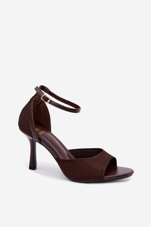 Sandalias de mujer con tacones finos en color chocolate Galya