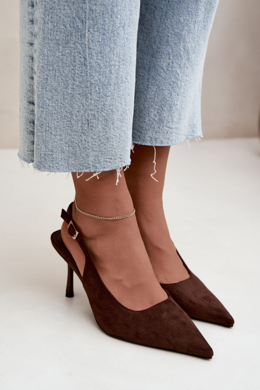 Sandalias de ante sintético Czekolado Cassy con tacones finos