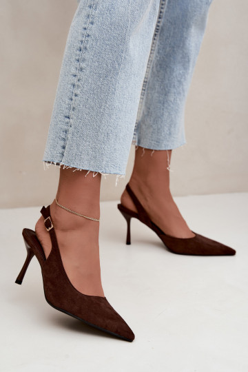 Sandalias de ante sintético Czekolado Cassy con tacones finos 2