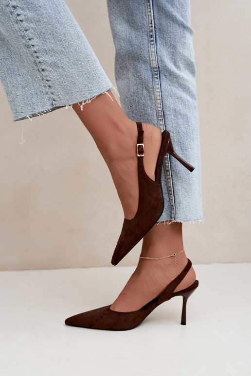 Sandalias de ante sintético Czekolado Cassy con tacones finos