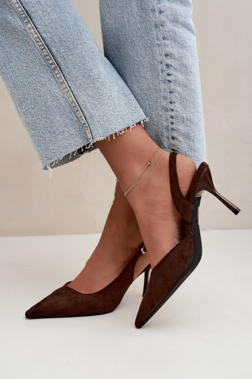 Sandalias de ante sintético Czekolado Cassy con tacones finos
