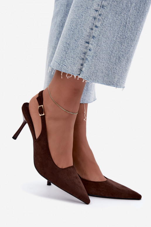 Sandalias de ante sintético Czekolado Cassy con tacones finos