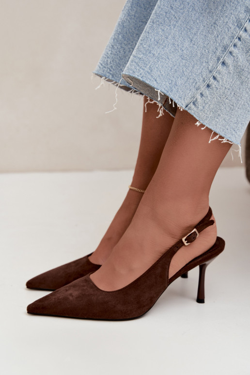 Sandalias de ante sintético Czekolado Cassy con tacones finos