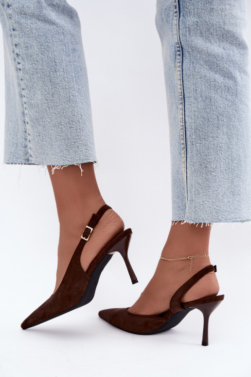 Sandalias de ante sintético Czekolado Cassy con tacones finos