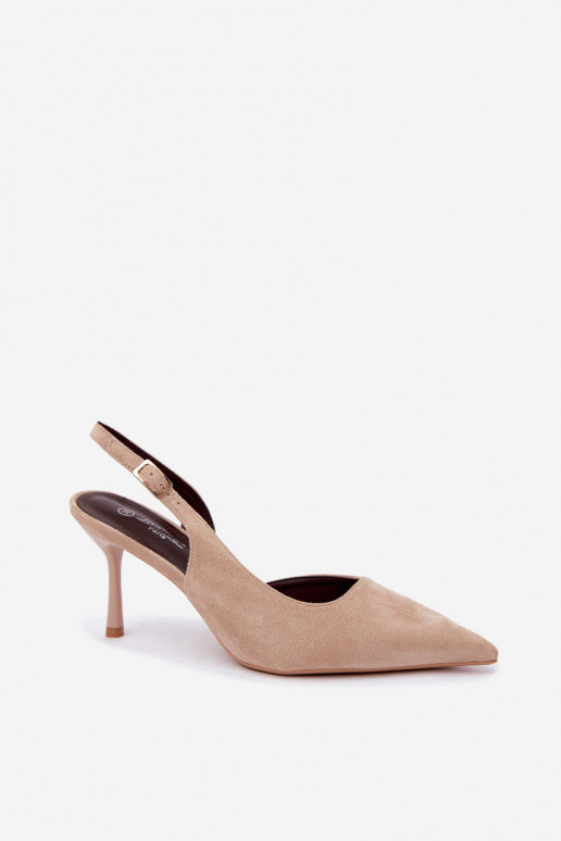 Sandalias de ante sintético Czekolado Cassy con tacones finos en color arena