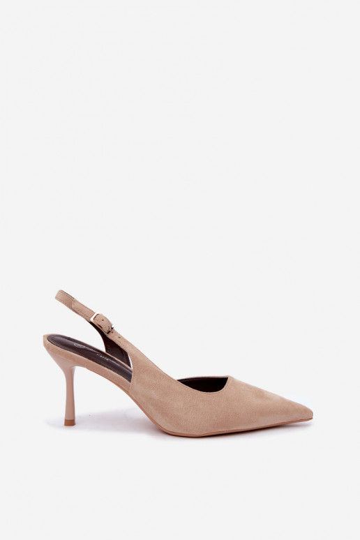 Sandalias de ante sintético Czekolado Cassy con tacones finos en color arena