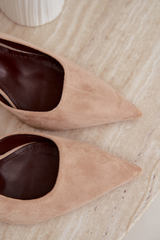Sandalias de ante sintético Czekolado Cassy con tacones finos en color arena