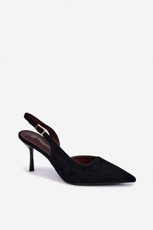 Sandalias de ante sintético Czekolado Cassy con tacones finos en color negro