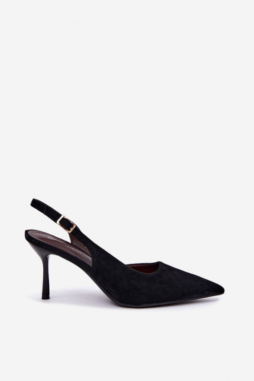 Sandalias de ante sintético Czekolado Cassy con tacones finos en color negro