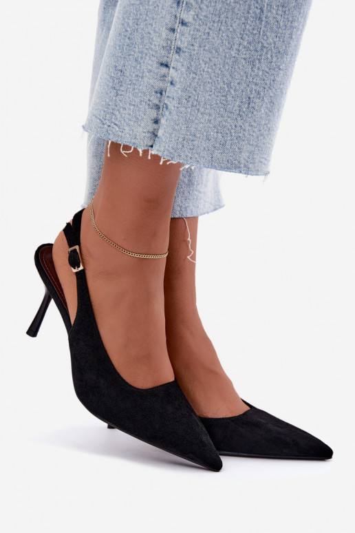 Sandalias de ante sintético Czekolado Cassy con tacones finos en color negro