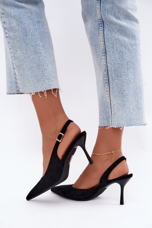 Sandalias de ante sintético Czekolado Cassy con tacones finos en color negro