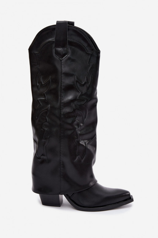 botas altas de estilo cowboy con tacones y choleika cosida en negro Terise