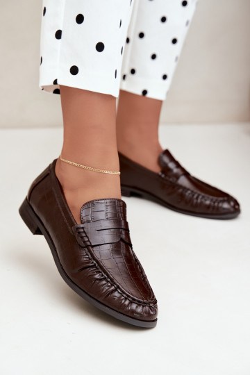 mocasines para mujer con volantes y grabado en chocolate Dalmy 2