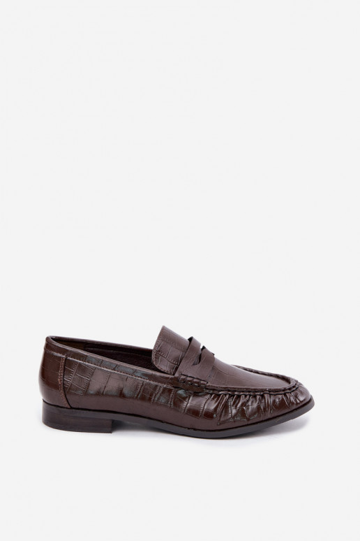 mocasines para mujer con volantes y grabado en chocolate Dalmy