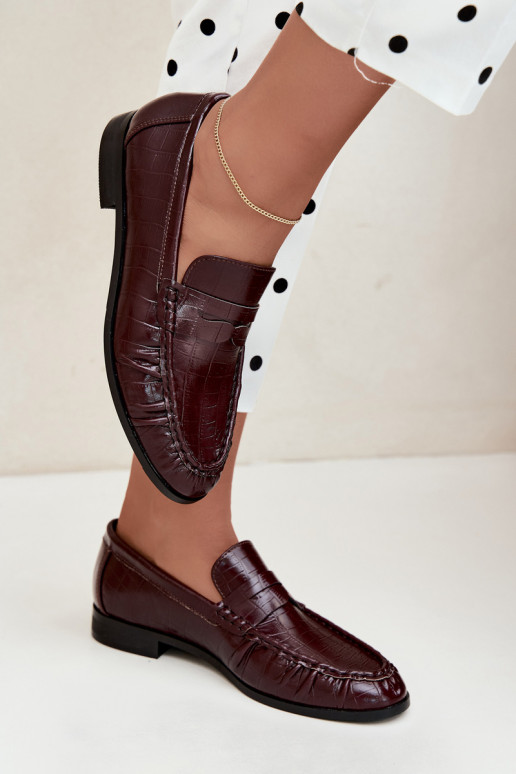 mocasines para mujer con volantes y grabado en burdeos Dalmy