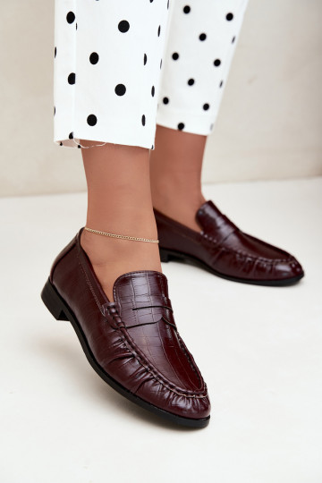 mocasines para mujer con volantes y grabado en burdeos Dalmy 2