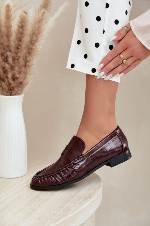 mocasines para mujer con volantes y grabado en burdeos Dalmy