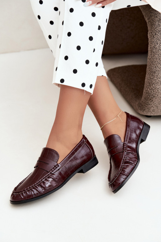 mocasines para mujer con volantes y grabado en burdeos Dalmy