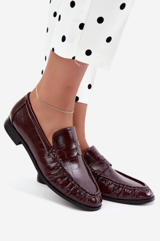 mocasines para mujer con volantes y grabado en burdeos Dalmy