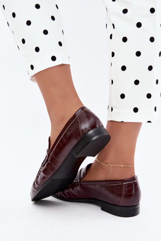 mocasines para mujer con volantes y grabado en burdeos Dalmy