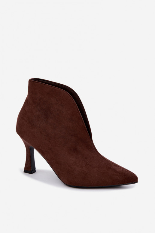 botines para mujer con recortes y tacones en chocolate Jelya