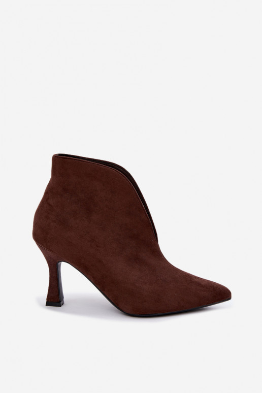 botines para mujer con recortes y tacones en chocolate Jelya