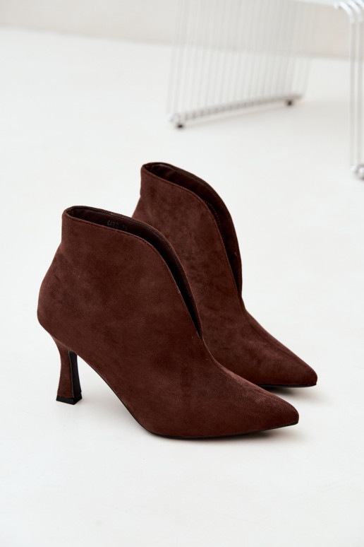 botines para mujer con recortes y tacones en chocolate Jelya