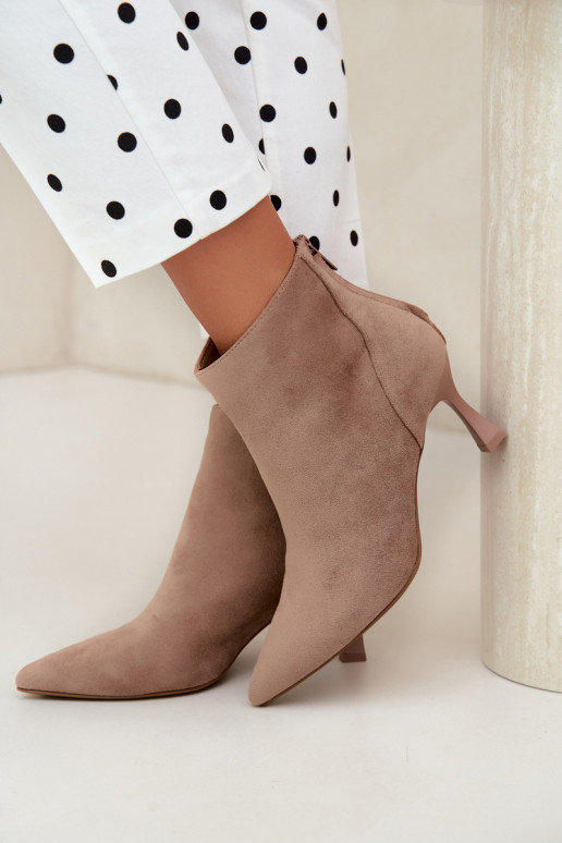 botines aislantes para mujer con tacones en color arena Elsya