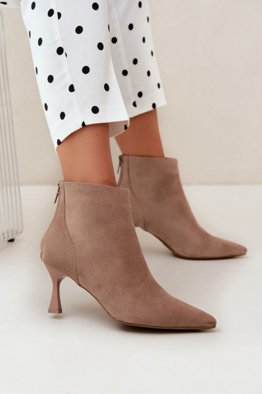 botines aislantes para mujer con tacones en color arena Elsya