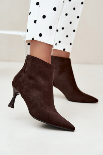 botines aislantes para mujer con tacones en chocolate Elsya 2