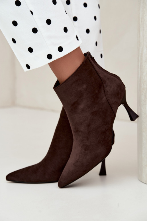 botines aislantes para mujer con tacones en chocolate Elsya