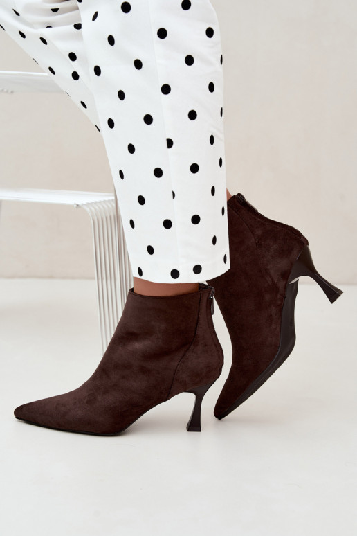 botines aislantes para mujer con tacones en chocolate Elsya
