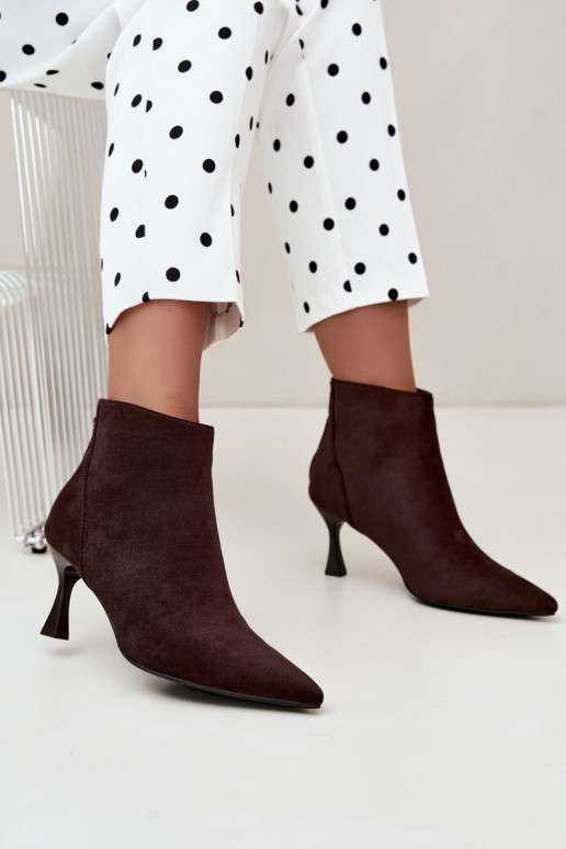 botines aislantes para mujer con tacones en chocolate Elsya