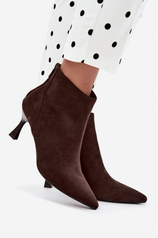 botines aislantes para mujer con tacones en chocolate Elsya