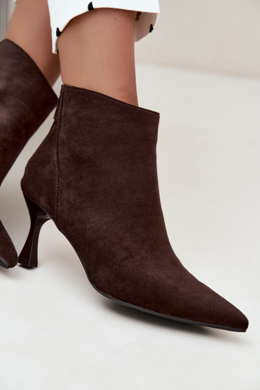 botines aislantes para mujer con tacones en chocolate Elsya