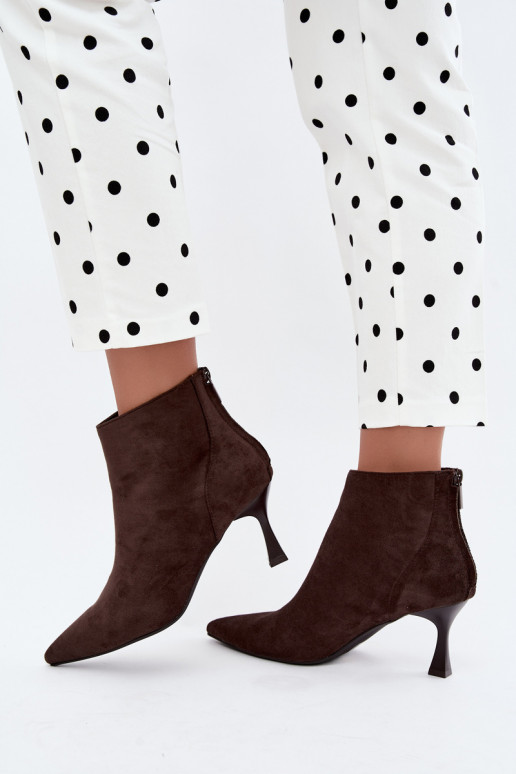 botines aislantes para mujer con tacones en chocolate Elsya