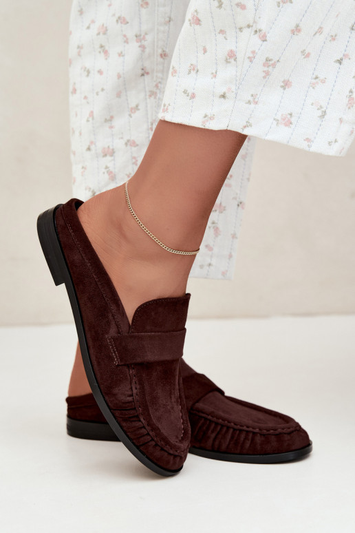 mocasines de mujer con tacón abierto en color marrón Parella
