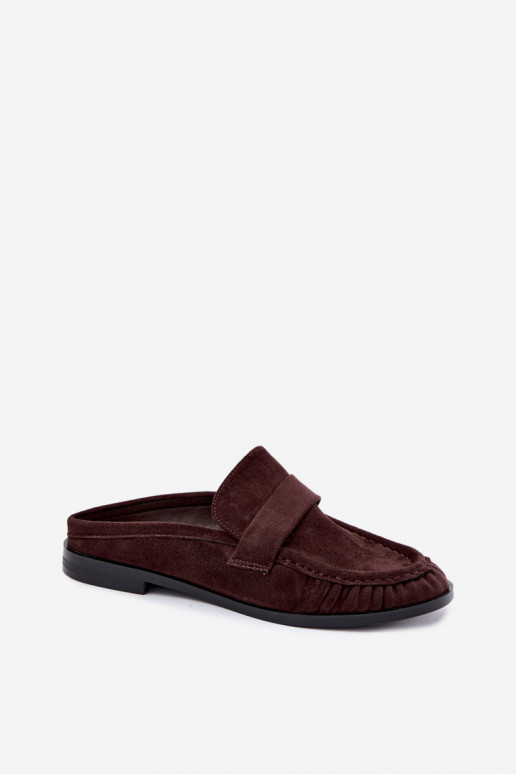 mocasines de mujer con tacón abierto en color marrón Parella