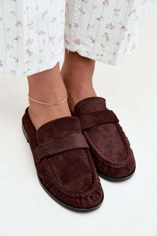 mocasines de mujer con tacón abierto en color marrón Parella