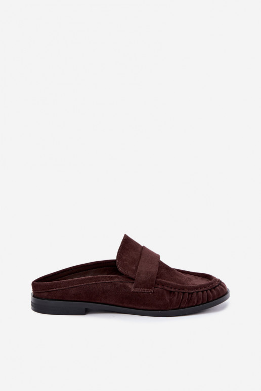 mocasines de mujer con tacón abierto en color marrón Parella