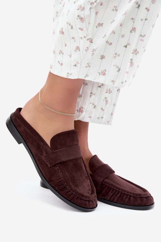 mocasines de mujer con tacón abierto en color marrón Parella