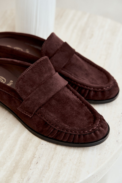 mocasines de mujer con tacón abierto en color marrón Parella