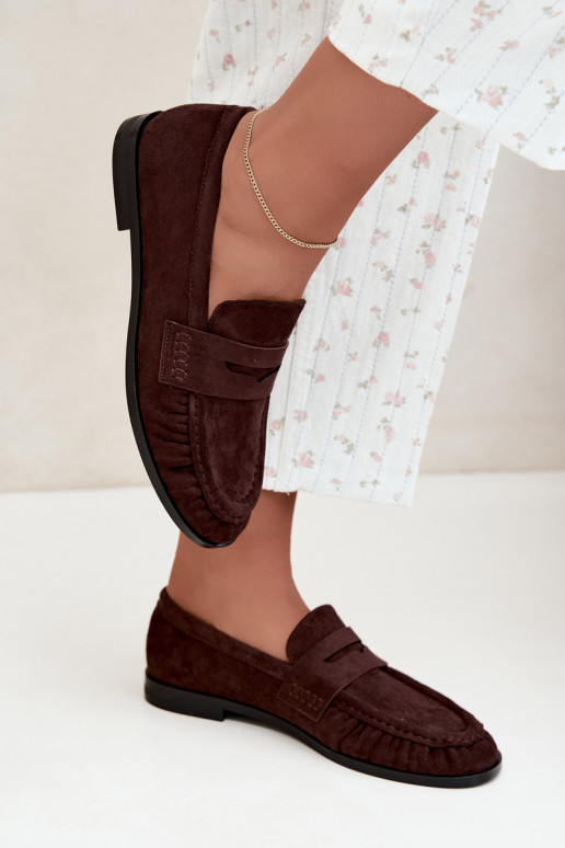 mocasines de mujer con volantes en color marrón Cayen