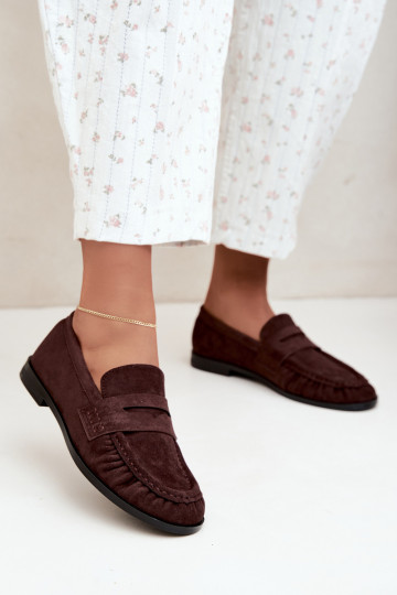 mocasines de mujer con volantes en color marrón Cayen 2
