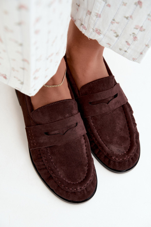 mocasines de mujer con volantes en color marrón Cayen