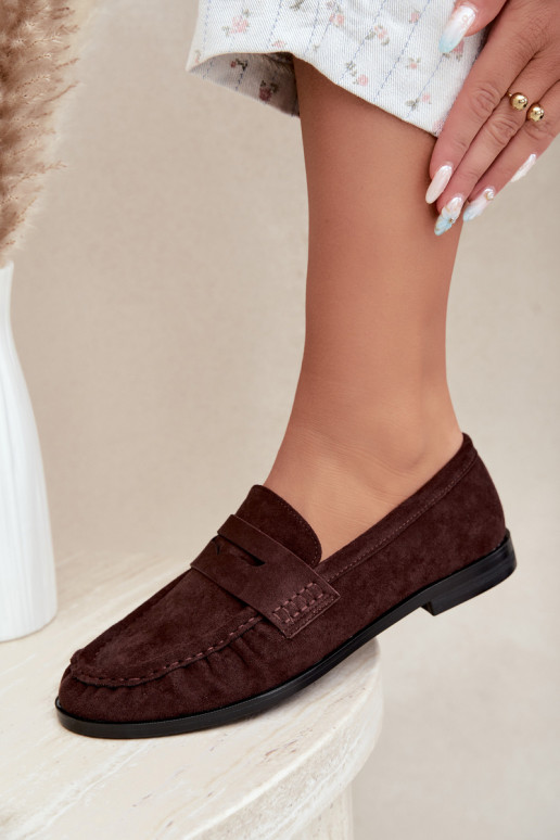 mocasines de mujer con volantes en color marrón Cayen