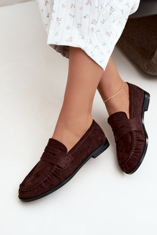 mocasines de mujer con volantes en color marrón Cayen